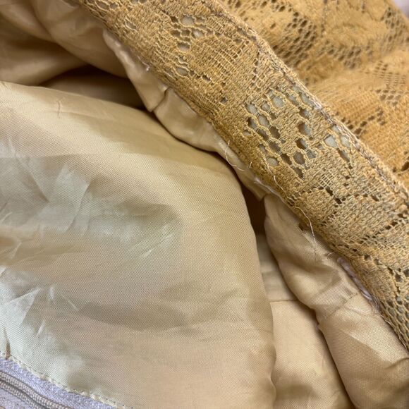 Vintage Lace Midi Tea Skirt Women Small Yellow Twee Floral Feminine Spring Chic - Picture 7 of 7